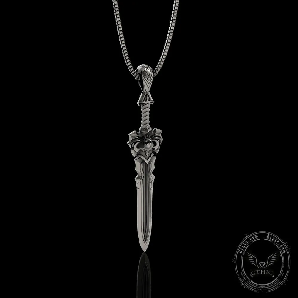 Demon Skull Sterling Silver Sword Weapon Pendant