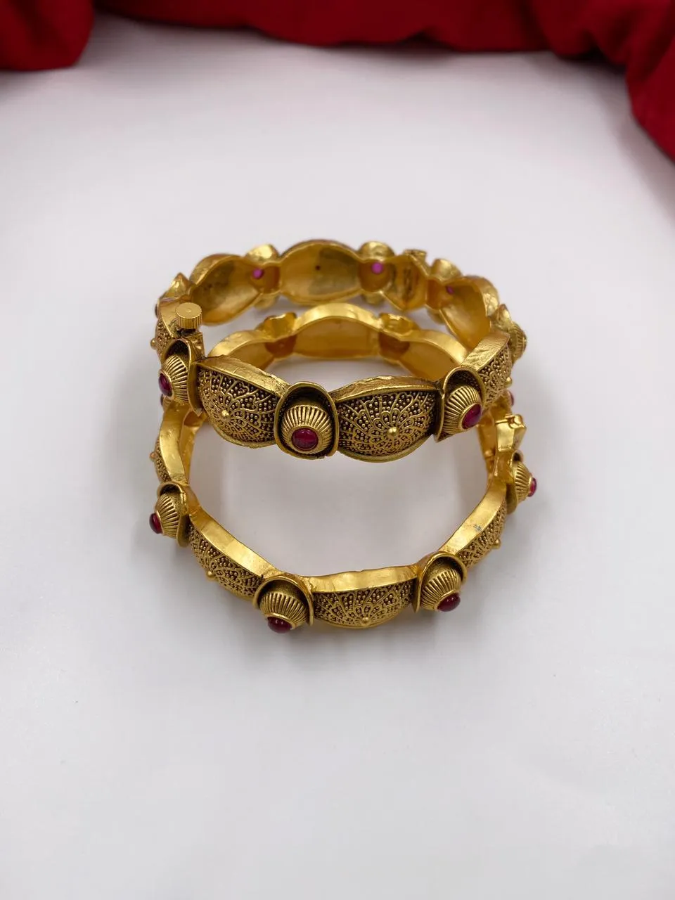 Designer Gold Plated Antique Golden Bangles For Ladies By Gehna Shop