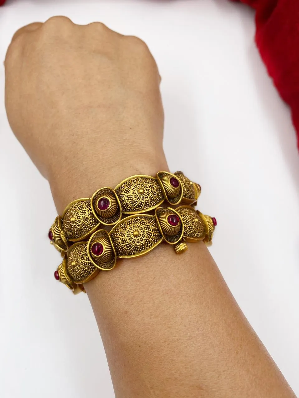 Designer Gold Plated Antique Golden Bangles For Ladies By Gehna Shop