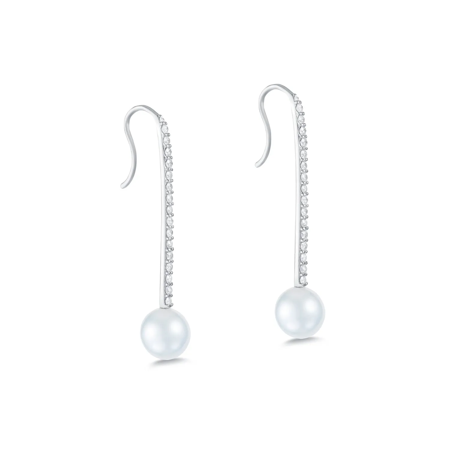 Diamond Pearl Stick Earrings