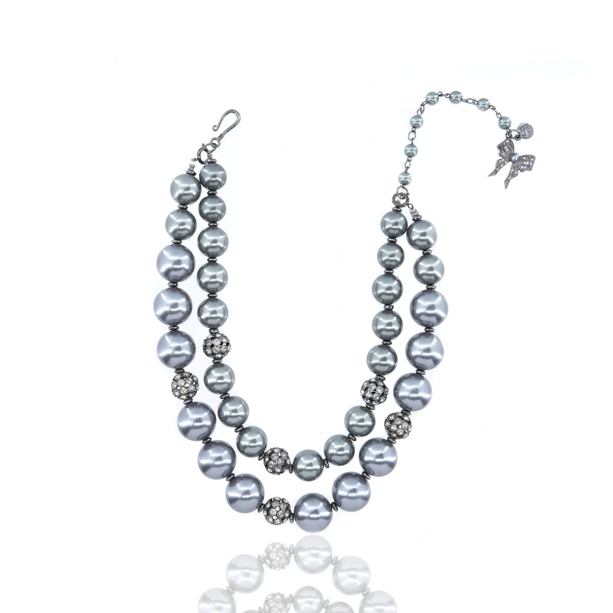 Diamonique Pearl Statement Necklace - Gray