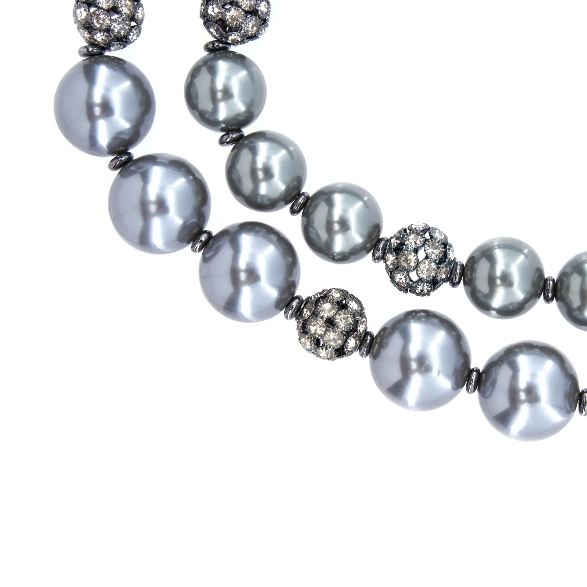 Diamonique Pearl Statement Necklace - Gray