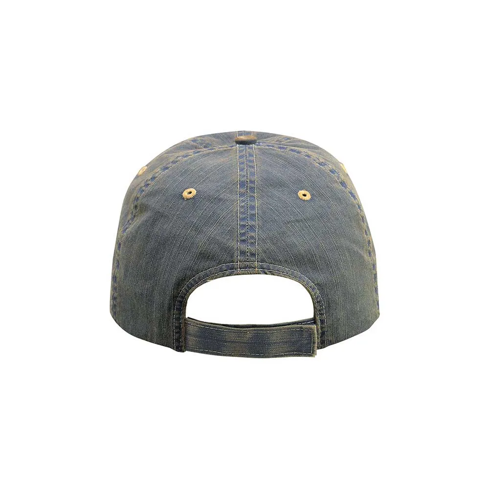 Distressed Dirty Wash Herringbone Cap