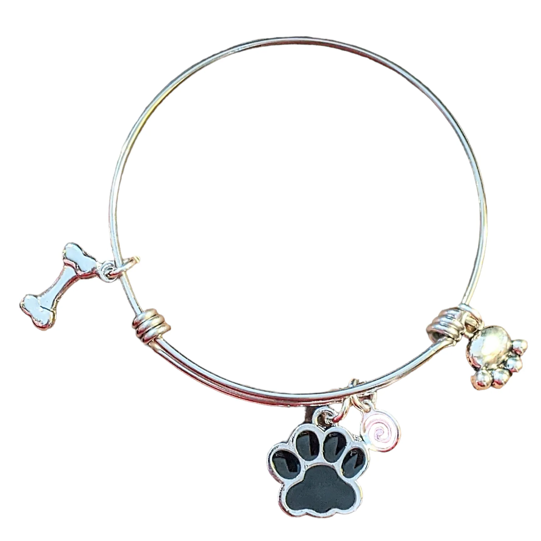 Dog Lover's Bracelet,  ADJUSTABLE Wire Charm BANGLE