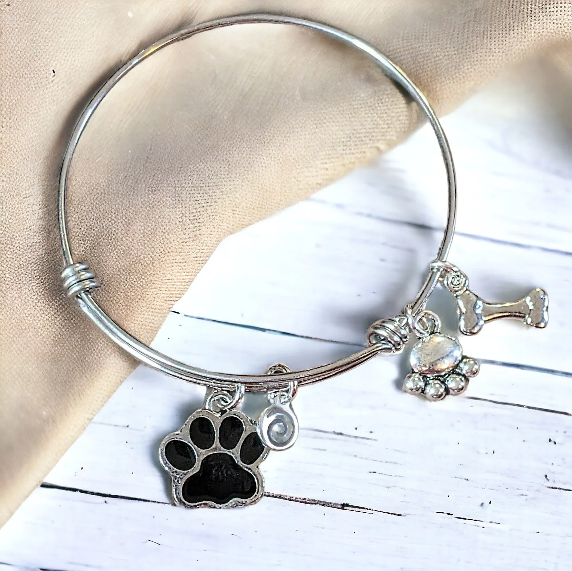 Dog Lover's Bracelet,  ADJUSTABLE Wire Charm BANGLE