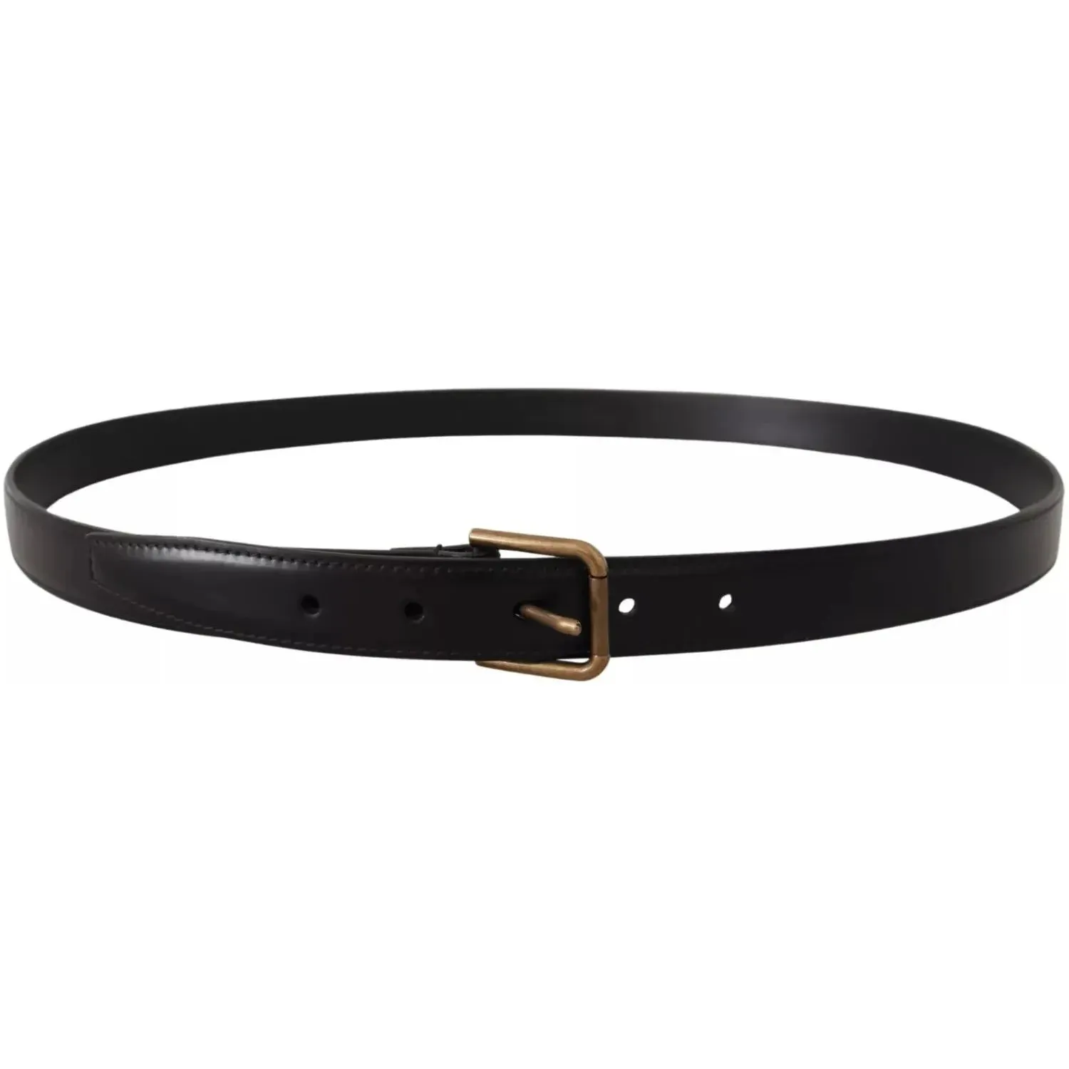 Dolce & Gabbana Black Classic Calf Leather Vintage Metal Buckle Belt