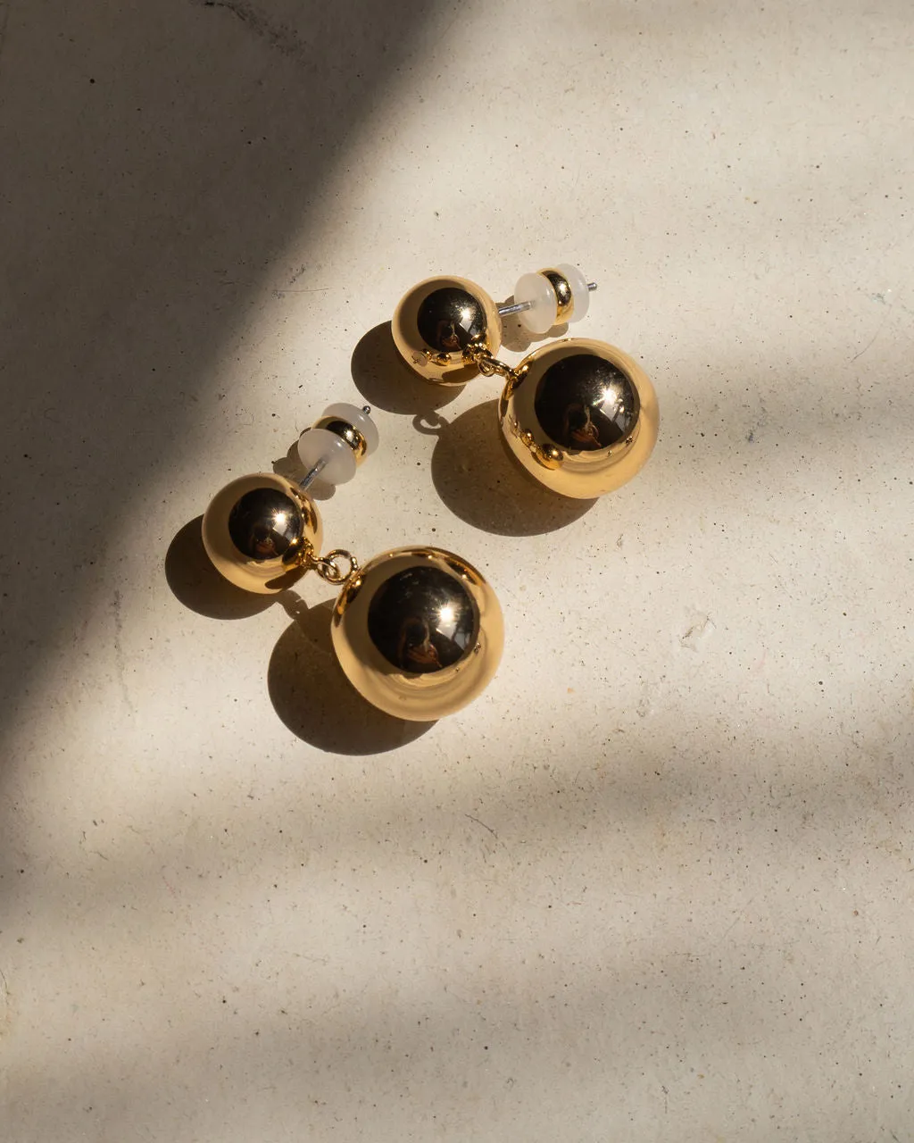 Double Ball Earrings- Gold