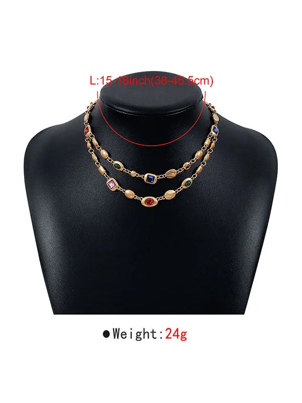 Double Layered Geometric Necklaces Accessories