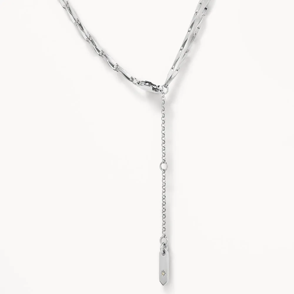 Double Twist Bar Link Chain Necklace in Silver