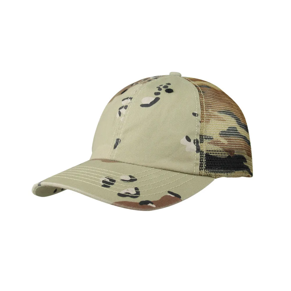 Enzyme Washed Camouflage Mesh Cap