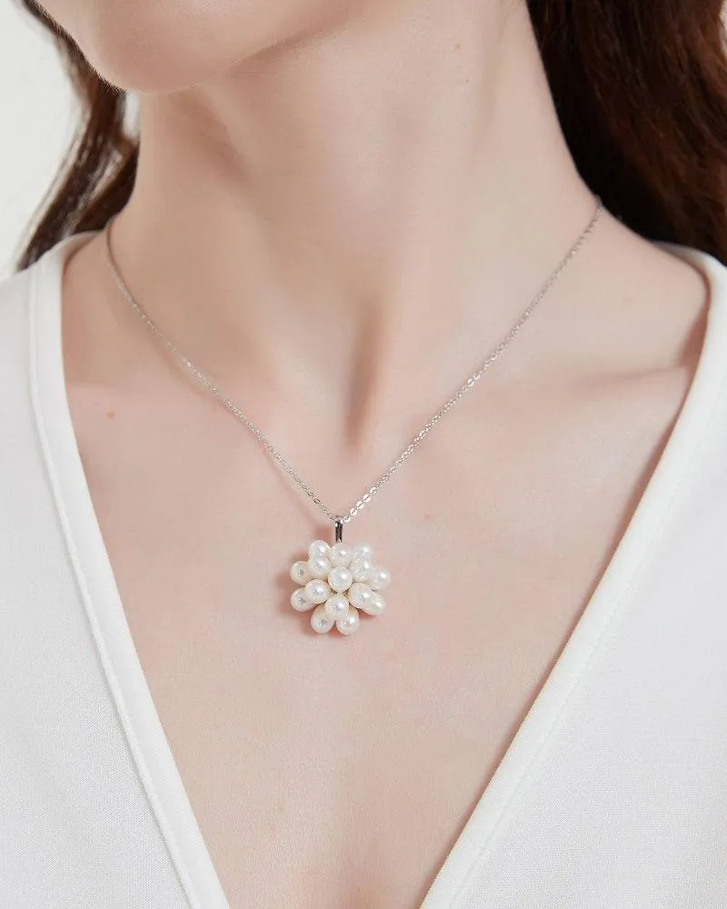 Floral Oval Pearl Set Necklace and Earrings (Purchase Individually)