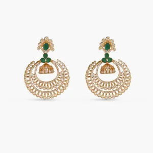 Floral Sparkle Jhumki Nakshatra CZ Chandbali Earrings