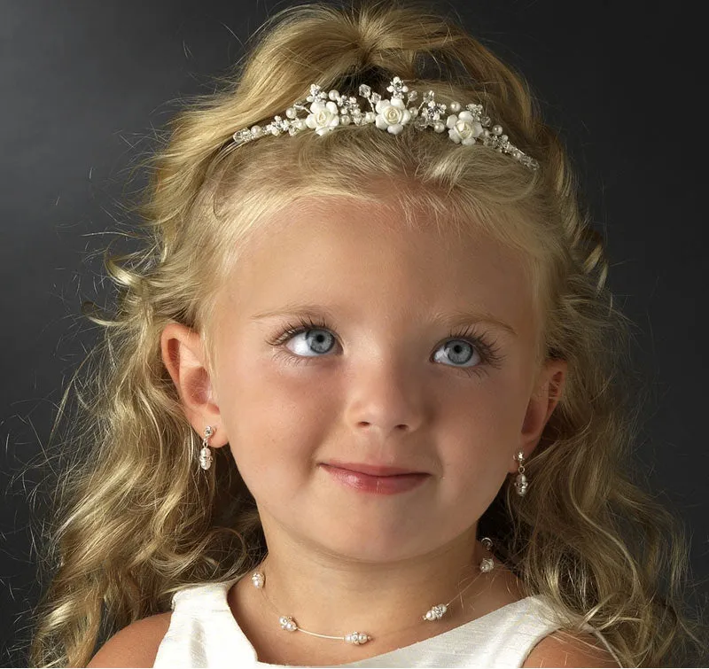 Flower & Crystal Flower Girl Tiara