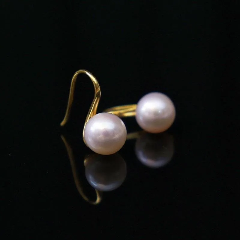 Freshwater White Pearl & Classic Hook Earrings