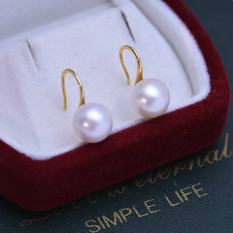 Freshwater White Pearl & Classic Hook Earrings