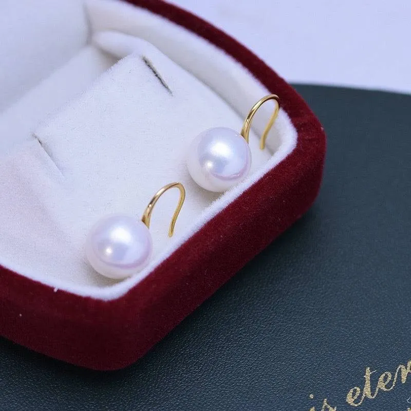 Freshwater White Pearl & Classic Hook Earrings