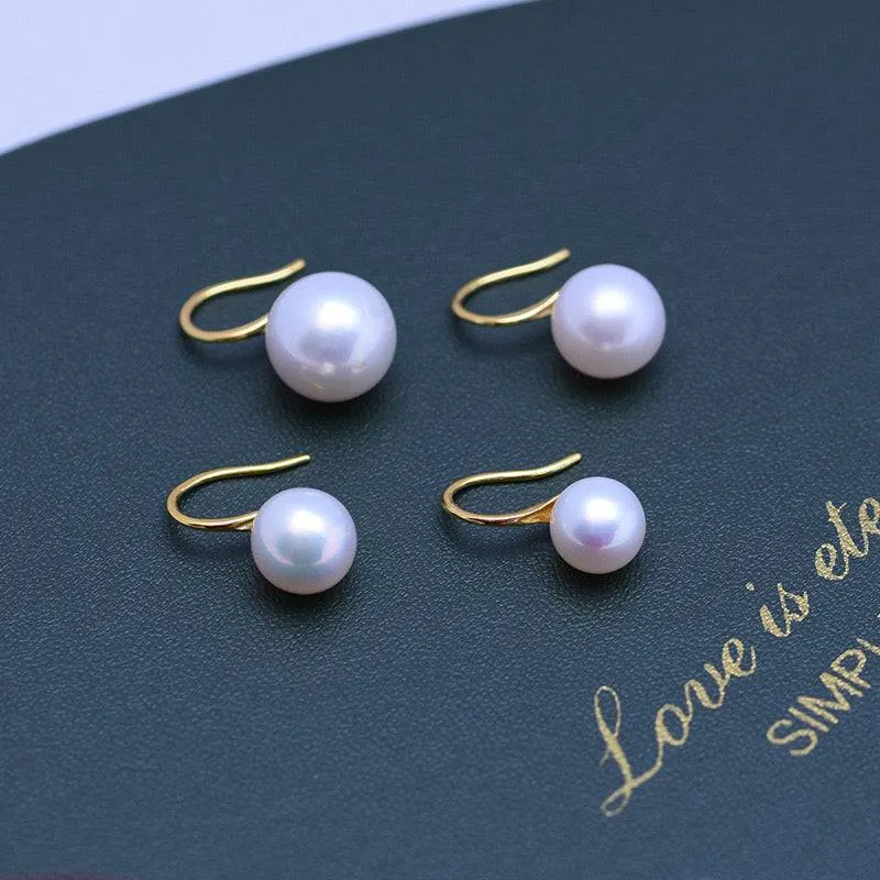 Freshwater White Pearl & Classic Hook Earrings