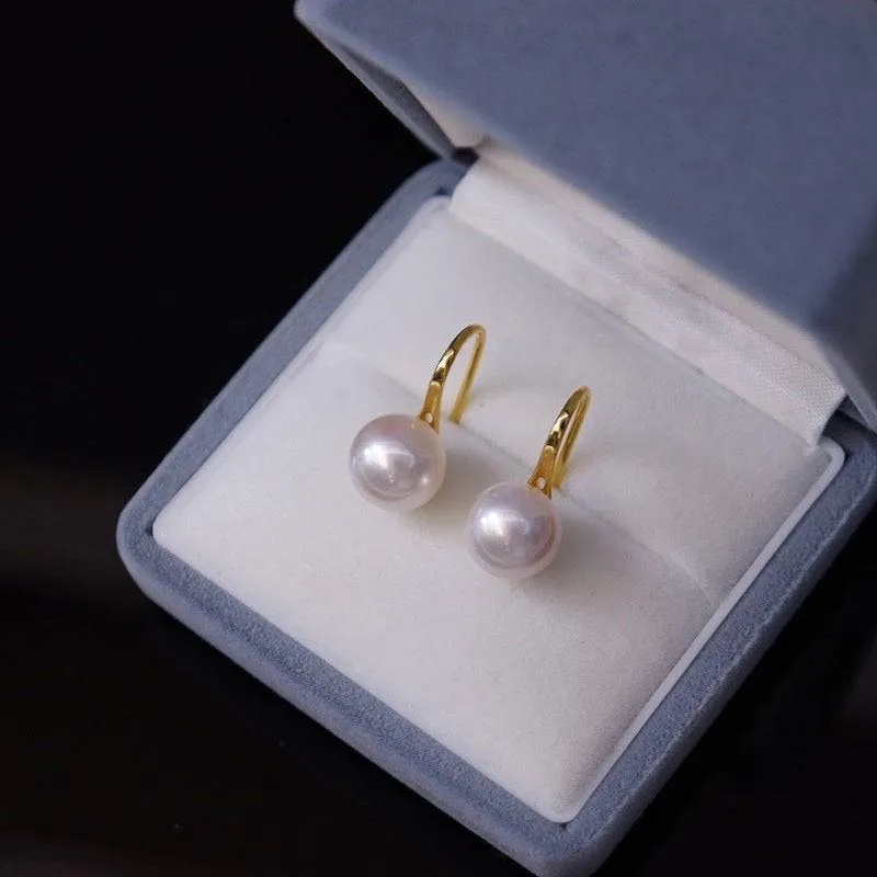 Freshwater White Pearl & Classic Hook Earrings