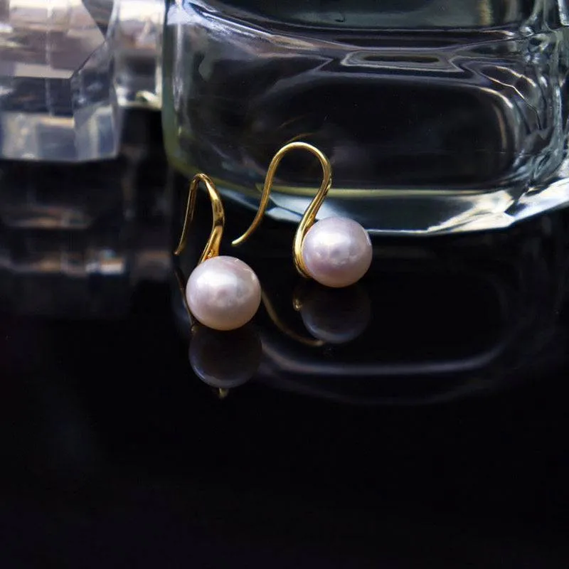 Freshwater White Pearl & Classic Hook Earrings