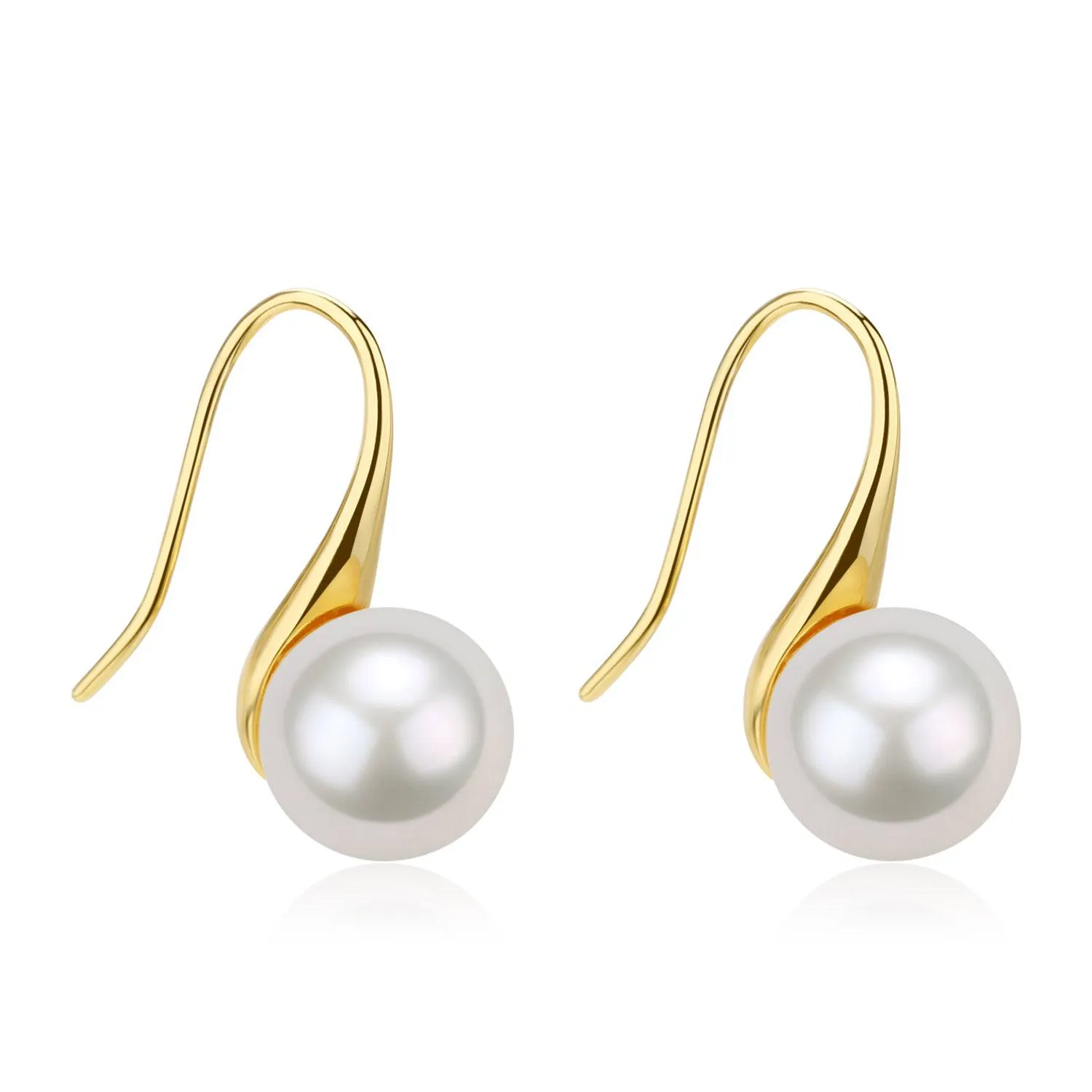 Freshwater White Pearl & Classic Hook Earrings