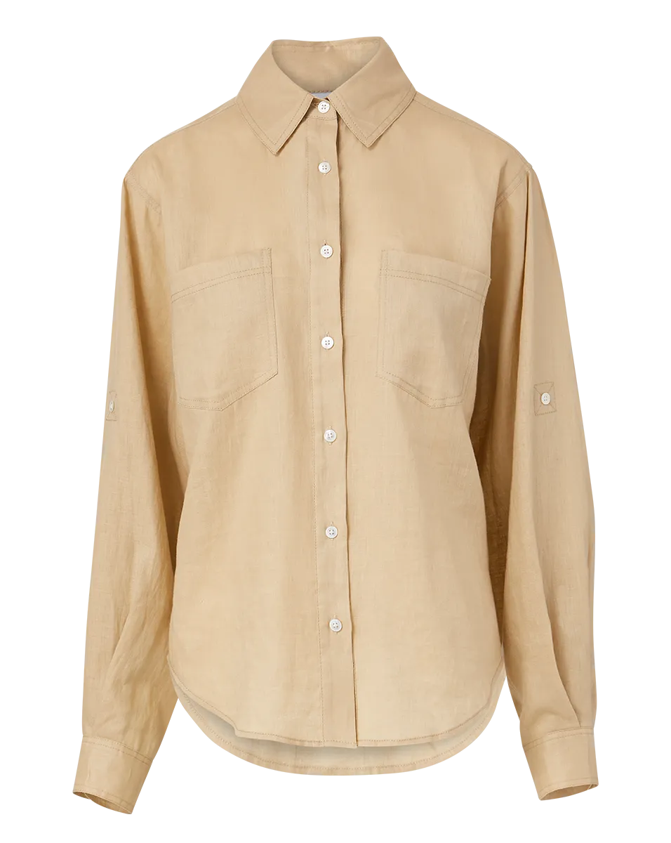 Gil Linen Button-Down Top