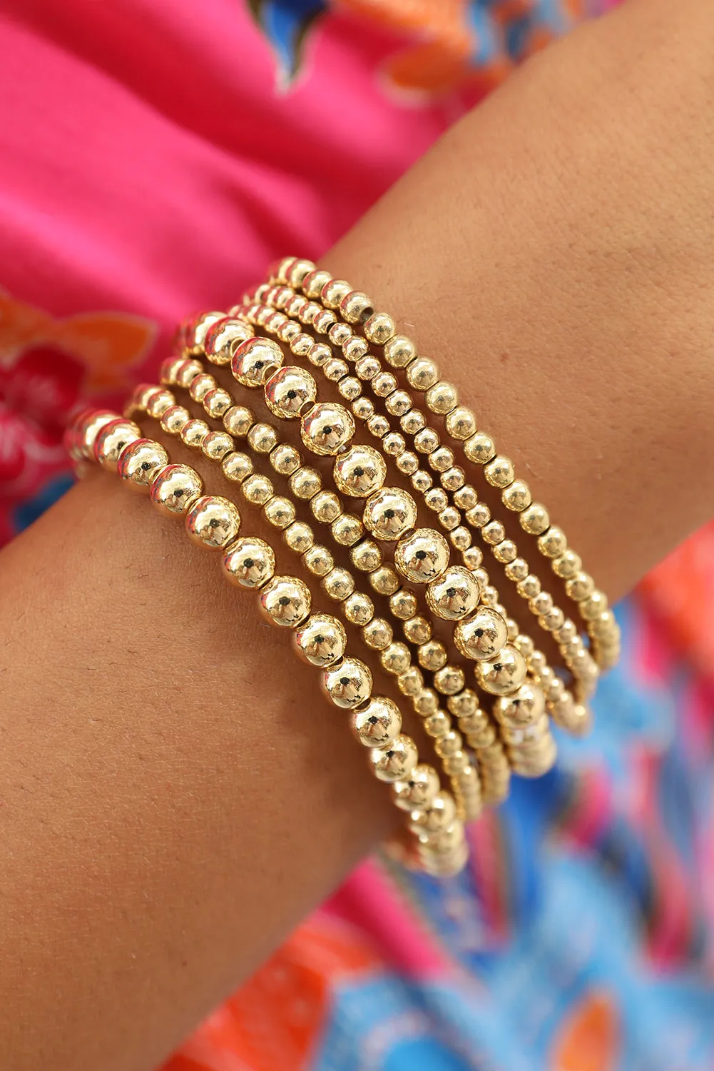 Gold 7pcs Set Minimalist Beaded Luxury Bracelet Set