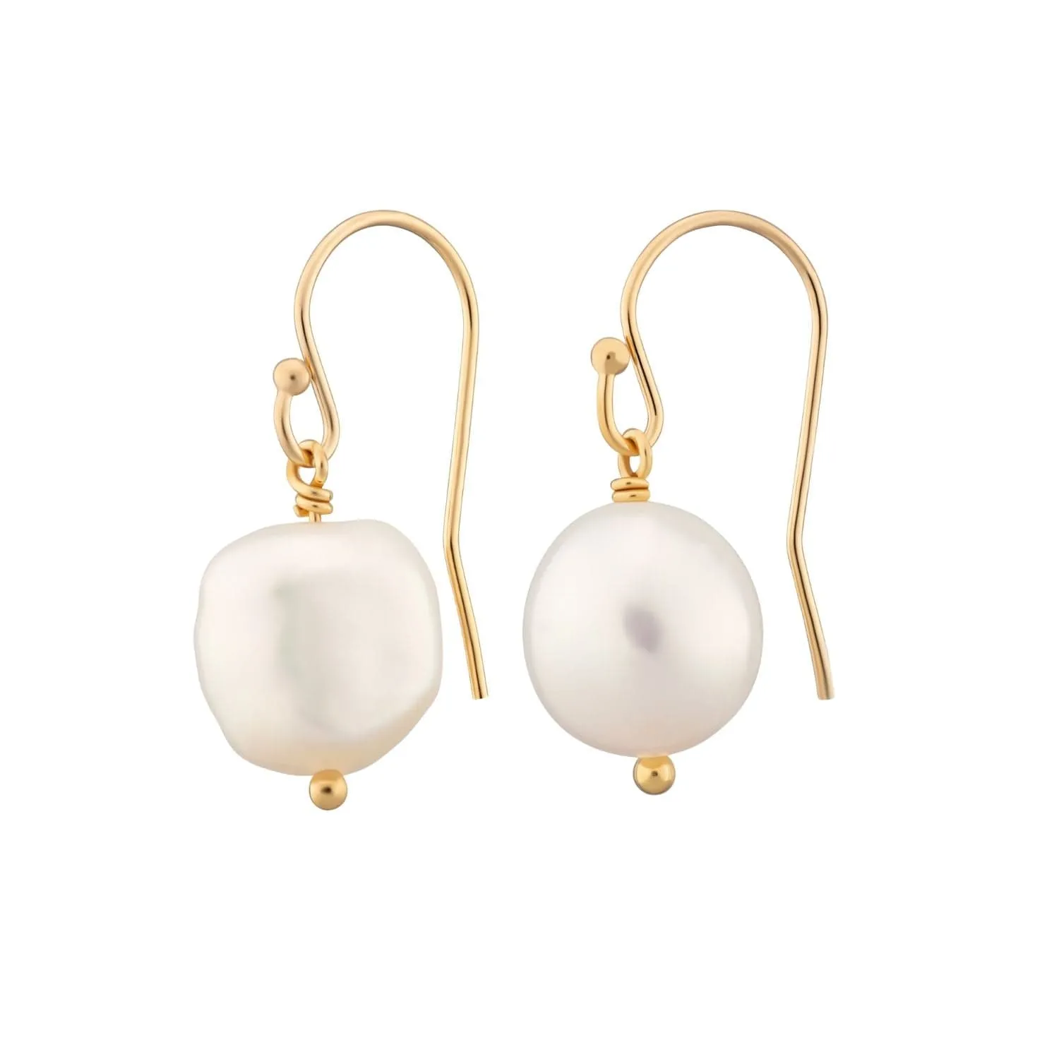 Gold Plated Baroque Pearl Hook Earrings