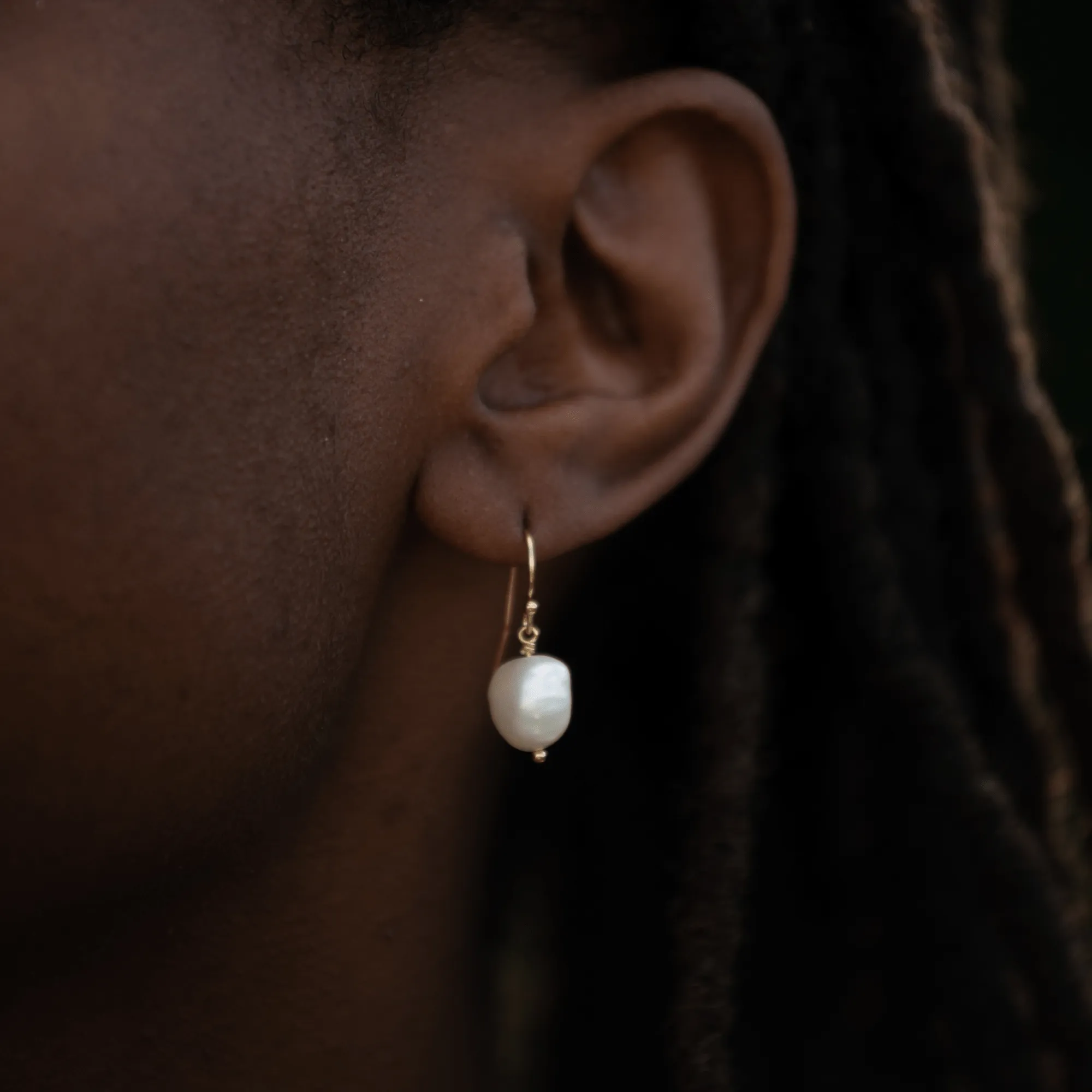 Gold Plated Baroque Pearl Hook Earrings