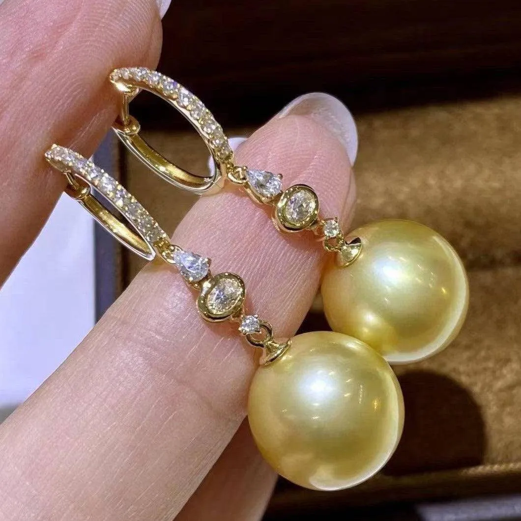 Golden South Sea Pearl & Sisi Earrings