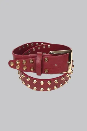 Golden Studded Belt Red