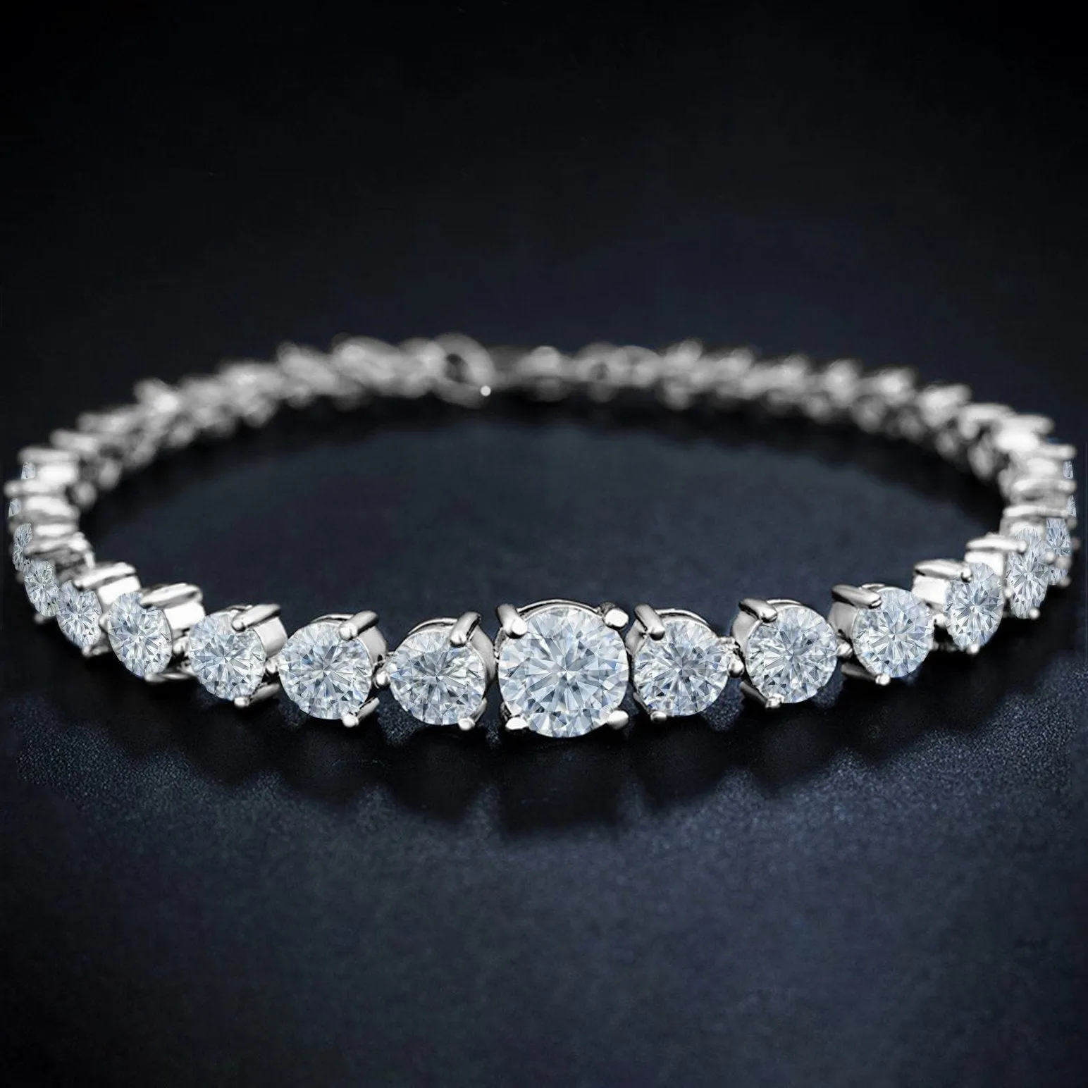 Graduated Cubic Zirconia Tennis Bracelets