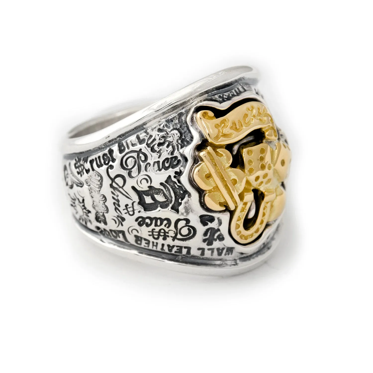 Graffiti Dome Ring with "LUCKY" Top