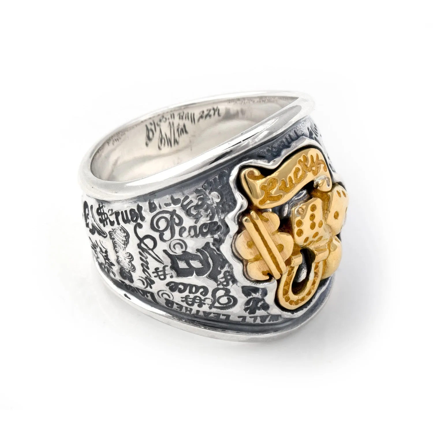 Graffiti Dome Ring with "LUCKY" Top