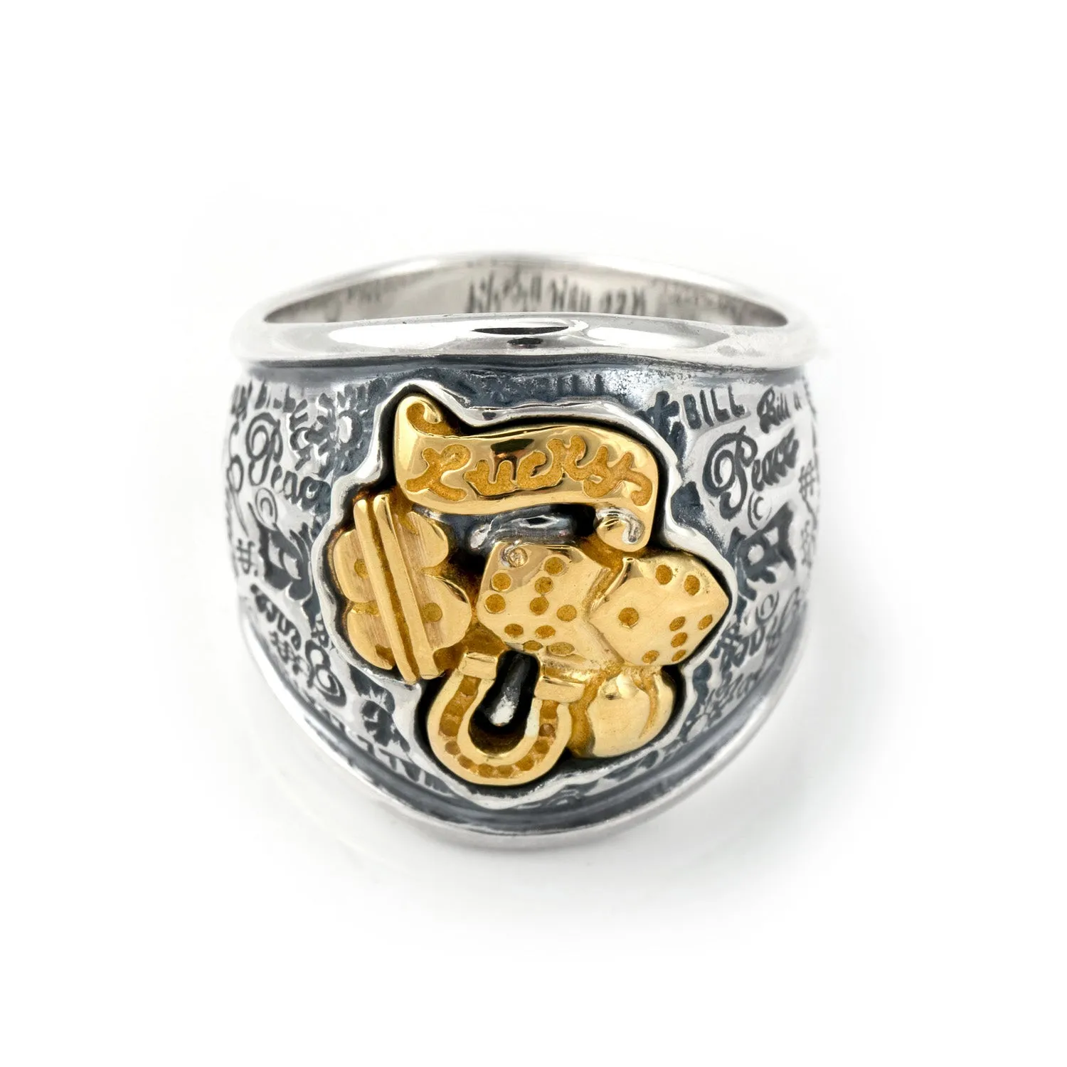 Graffiti Dome Ring with "LUCKY" Top