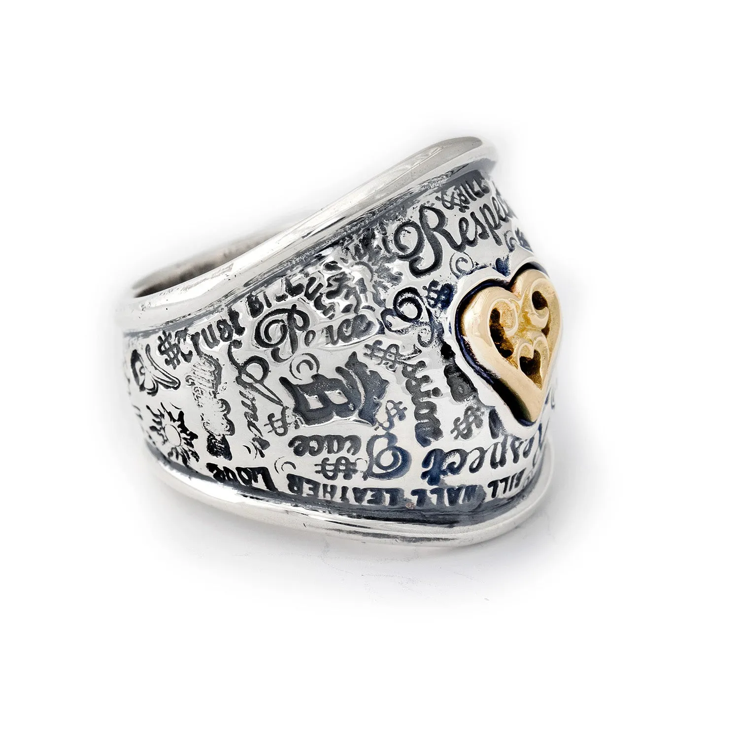 Graffiti Dome Ring with "SMALL HEART" Top