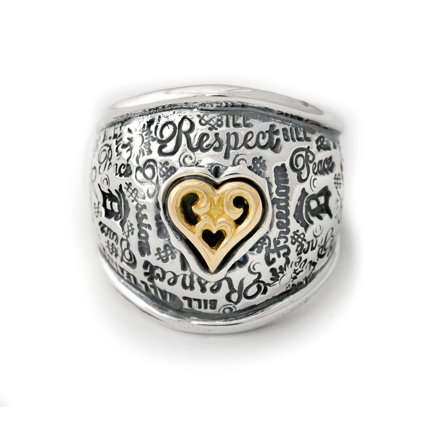 Graffiti Dome Ring with "SMALL HEART" Top