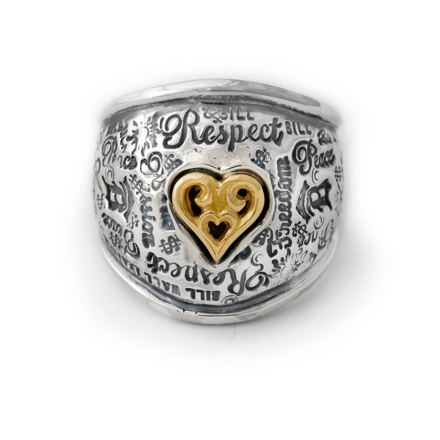 Graffiti Dome Ring with "SMALL HEART" Top