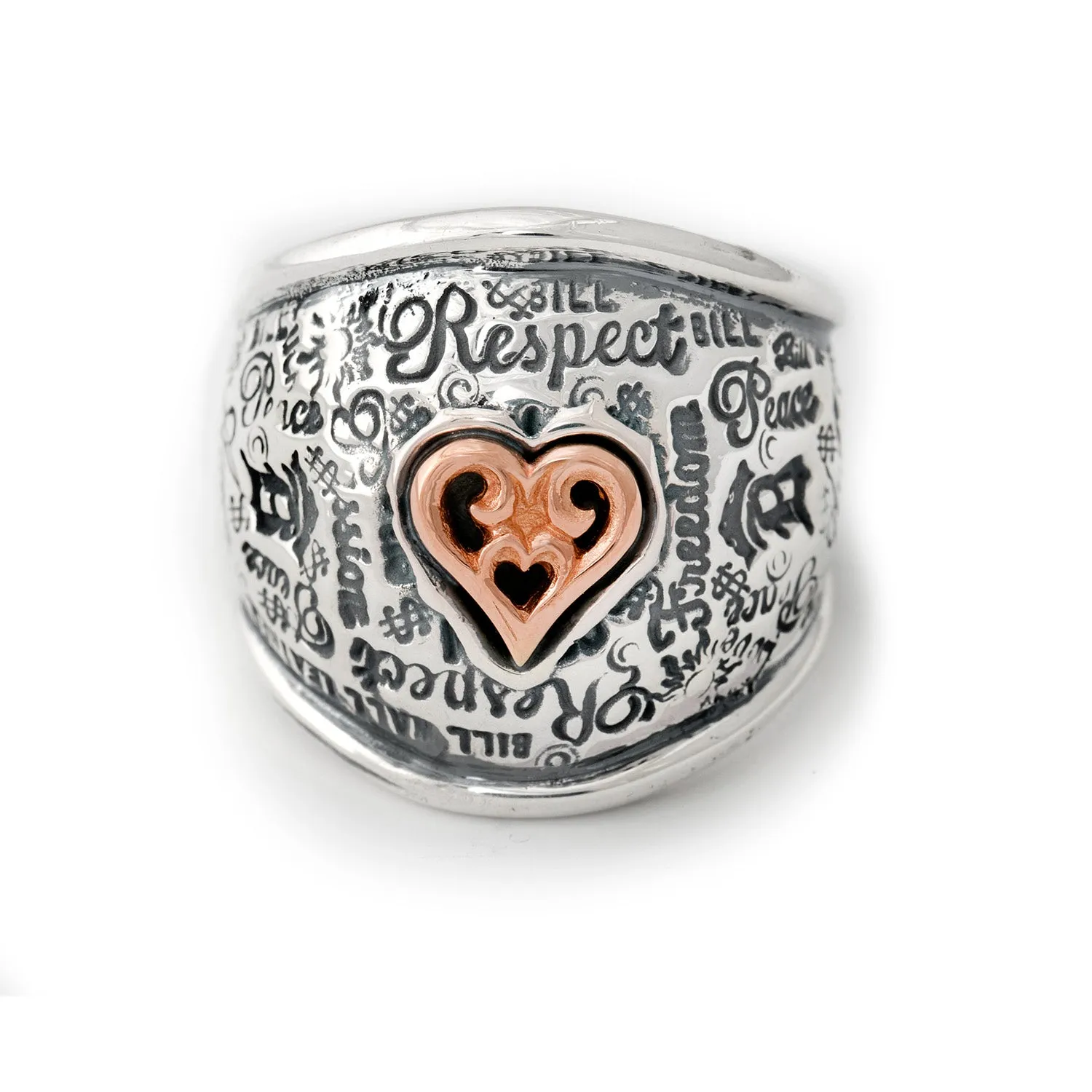 Graffiti Dome Ring with "SMALL HEART" Top