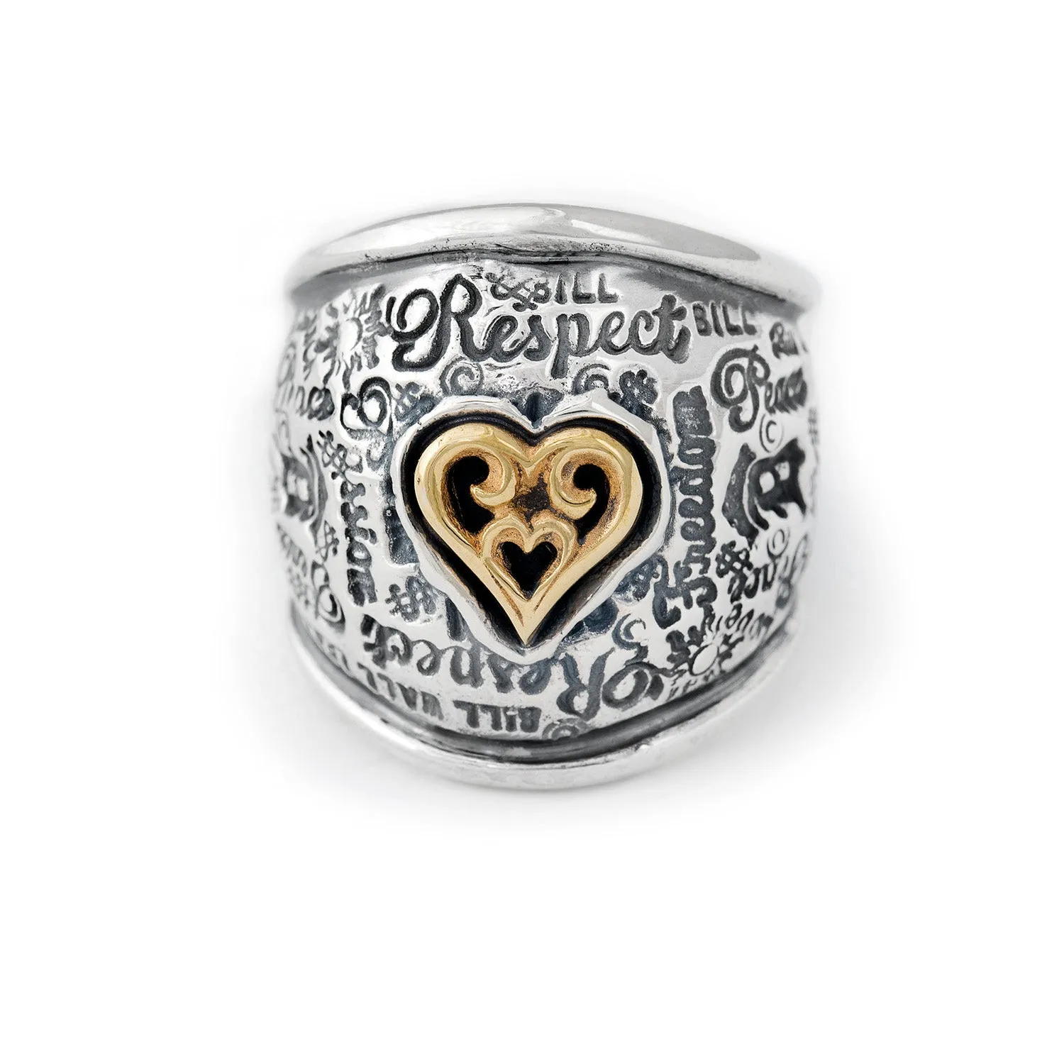 Graffiti Dome Ring with "SMALL HEART" Top