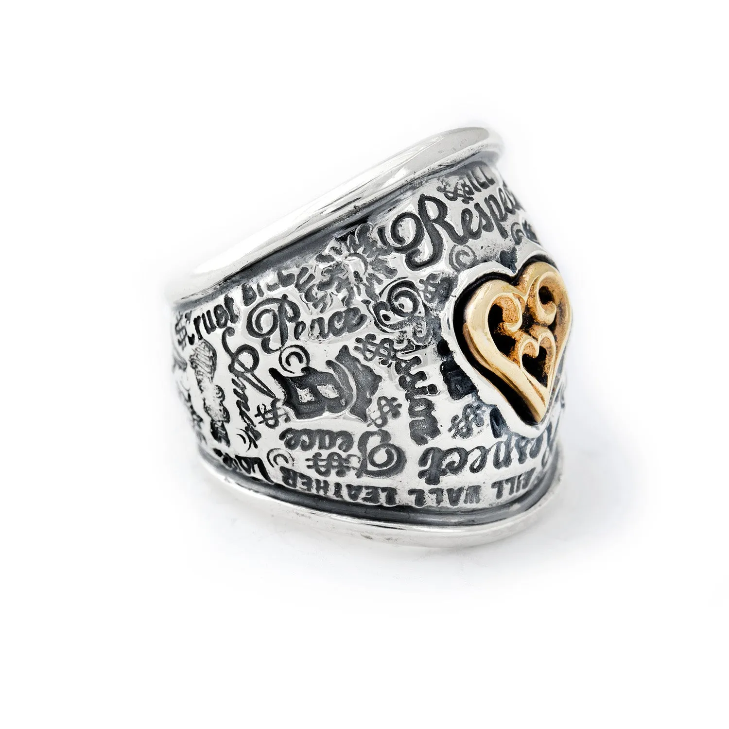 Graffiti Dome Ring with "SMALL HEART" Top