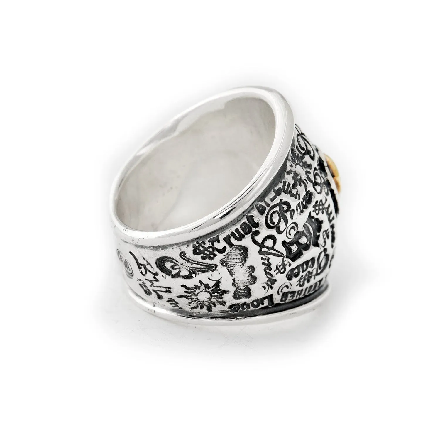 Graffiti Dome Ring with "SMALL HEART" Top