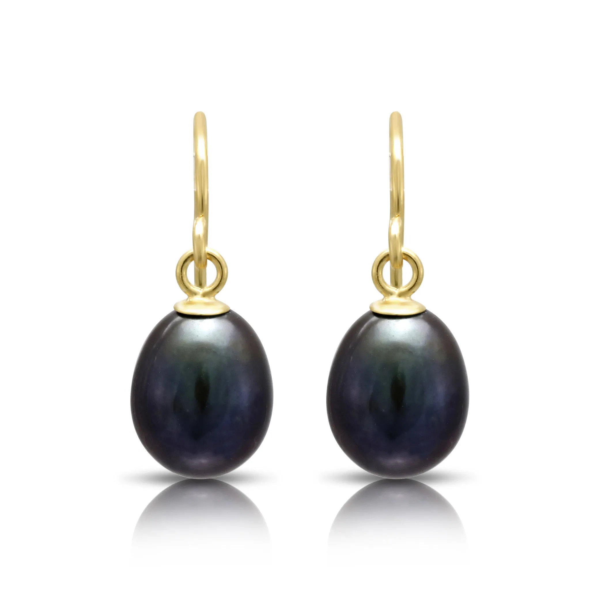 Gratia black teardrop cultured freshwater pearl earrings