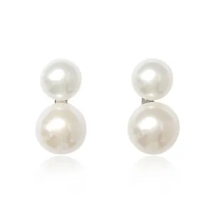 Gratia double stud cultured freshwater pearl earrings