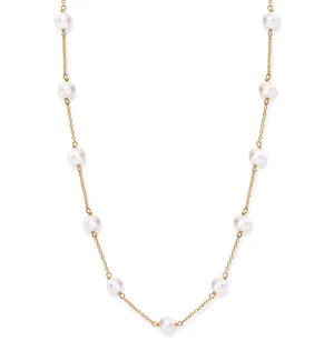 Gratia gold plated sterling silver chain necklace with cultured freshwater pearls