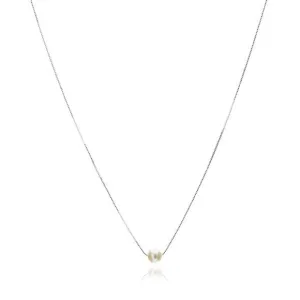 Gratia sterling silver chain with central white cultured freshwater pearl