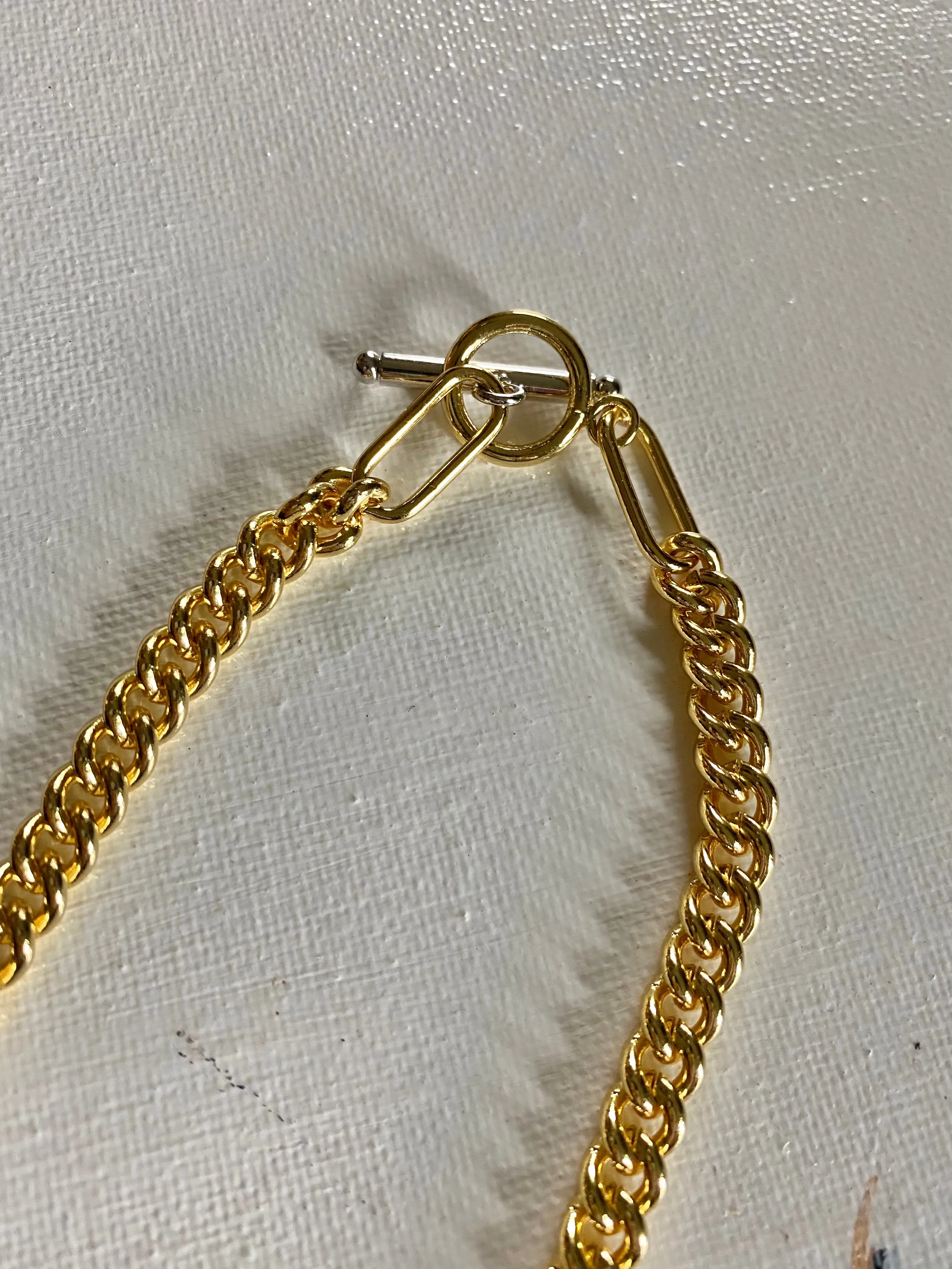 Gucci Tag Choker Necklace - Gold-Filled Mixed Chain with Toggle Clasp