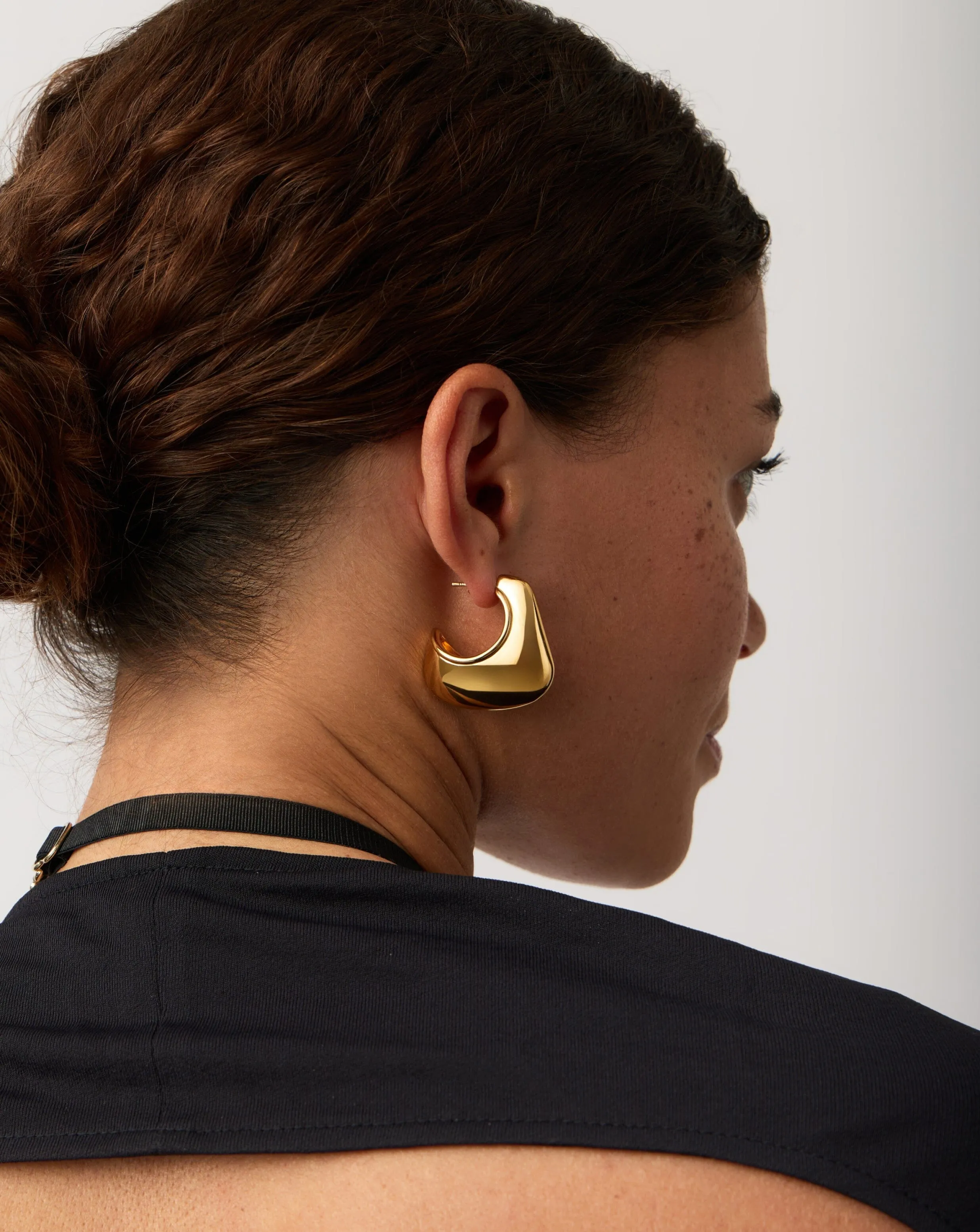 Hera Dome Large Hoop Earrings | 18k Gold Plated