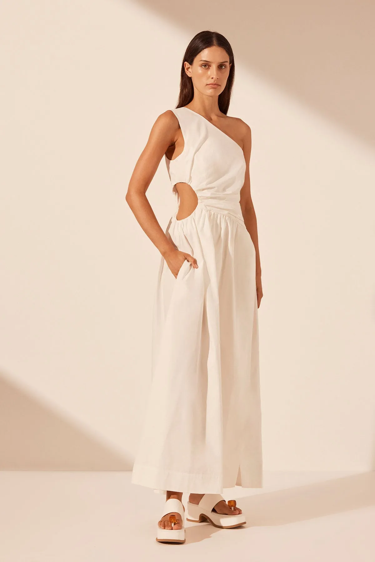 JOSEPHINE ASYMMETRICAL CUT OUT MAXI DRESS - COCONUT