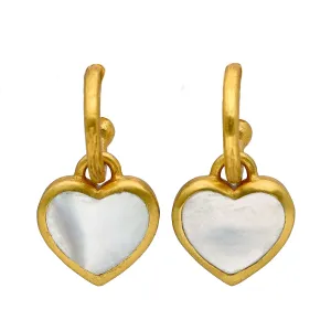 Julie Vos Mother of Pearl Heart Hoop & Charm Earrings