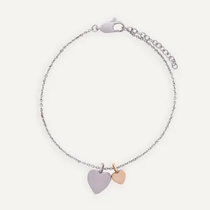 Keira Mixed Heart Duo Bracelet In Silver & Gold-Tone